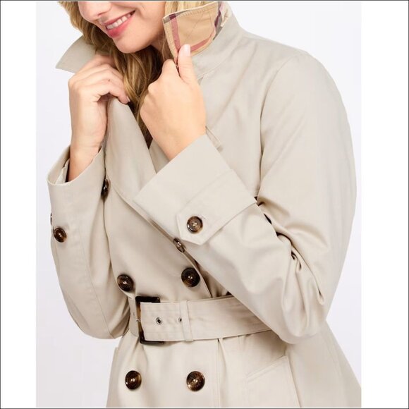 Women's Barbour Short Greta Showerproof Trench Coat Jacket-Size 14 - Picture 3 of 16